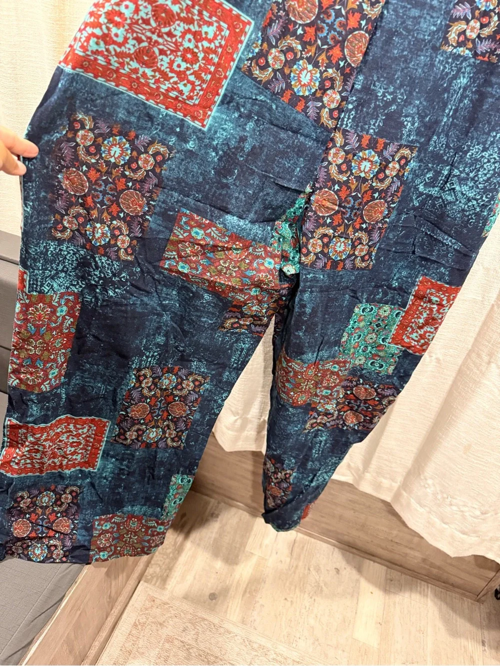 Boho Patchwork Maxi Sundress in Navy, Teal & Rust - Picture 9 of 9